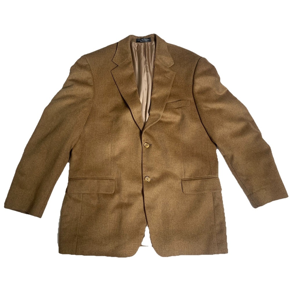 Mens 42R Andrew Fezza Brown blazer cashmere wool silk Sports Coat Suit Jacket